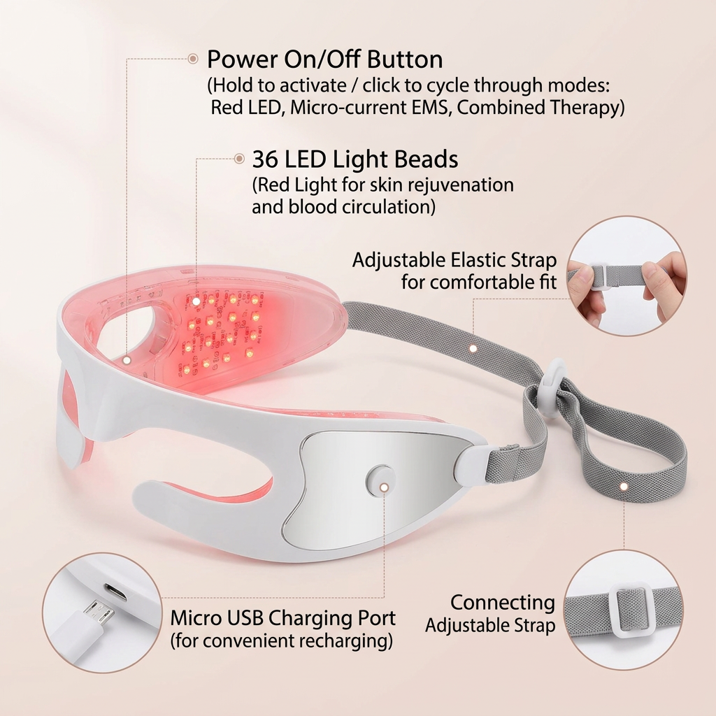 LED Eye Massager — 3-Mode Vibration & Light Therapy