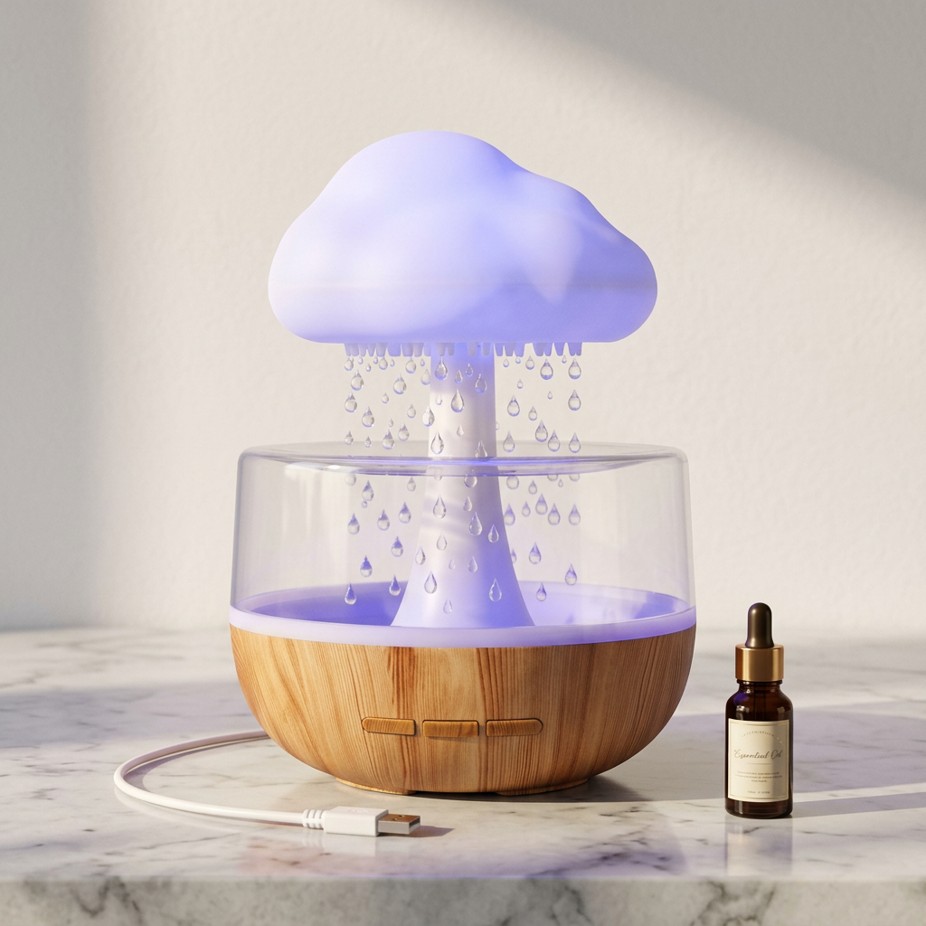 CloudDrop Humidifier | Raindrop Ambient Lamp — Aromatherapy Night Light