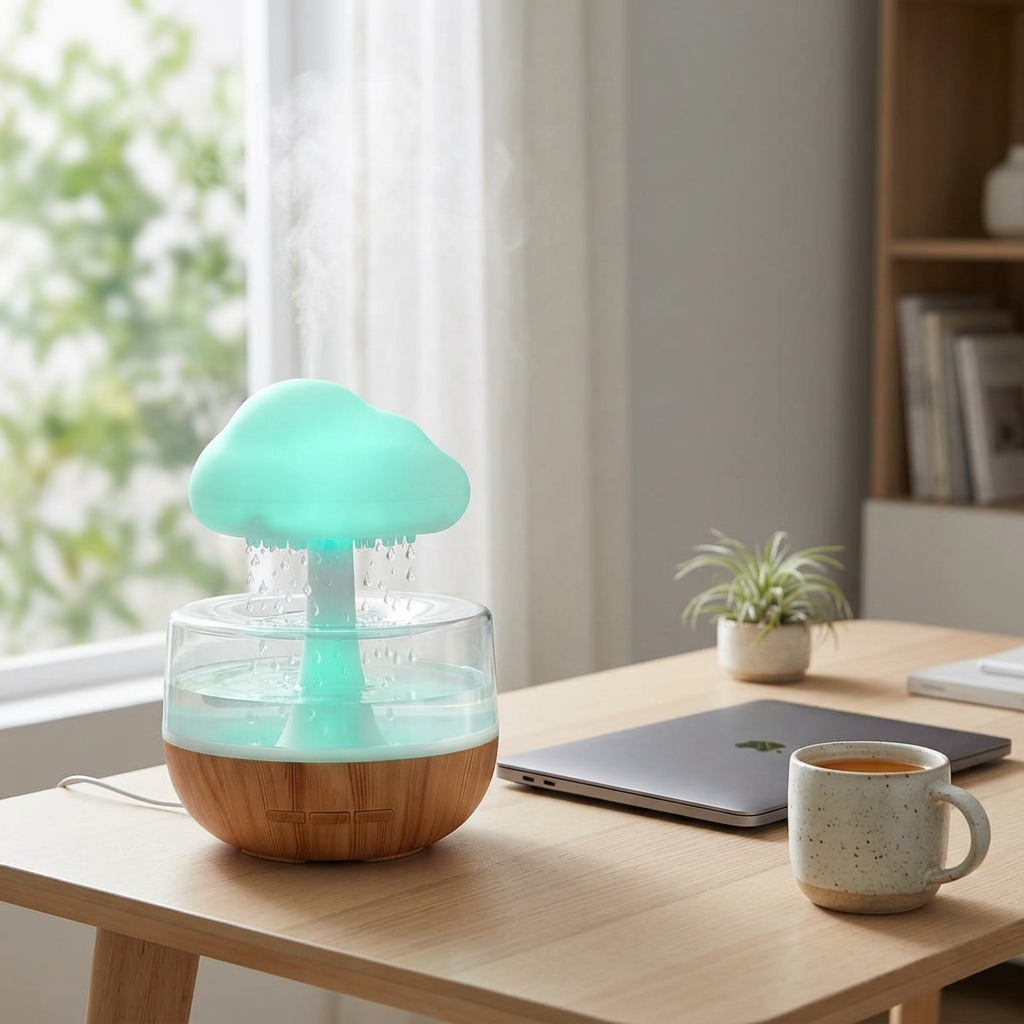 CloudDrop Humidifier | Raindrop Ambient Lamp — Aromatherapy Night Light