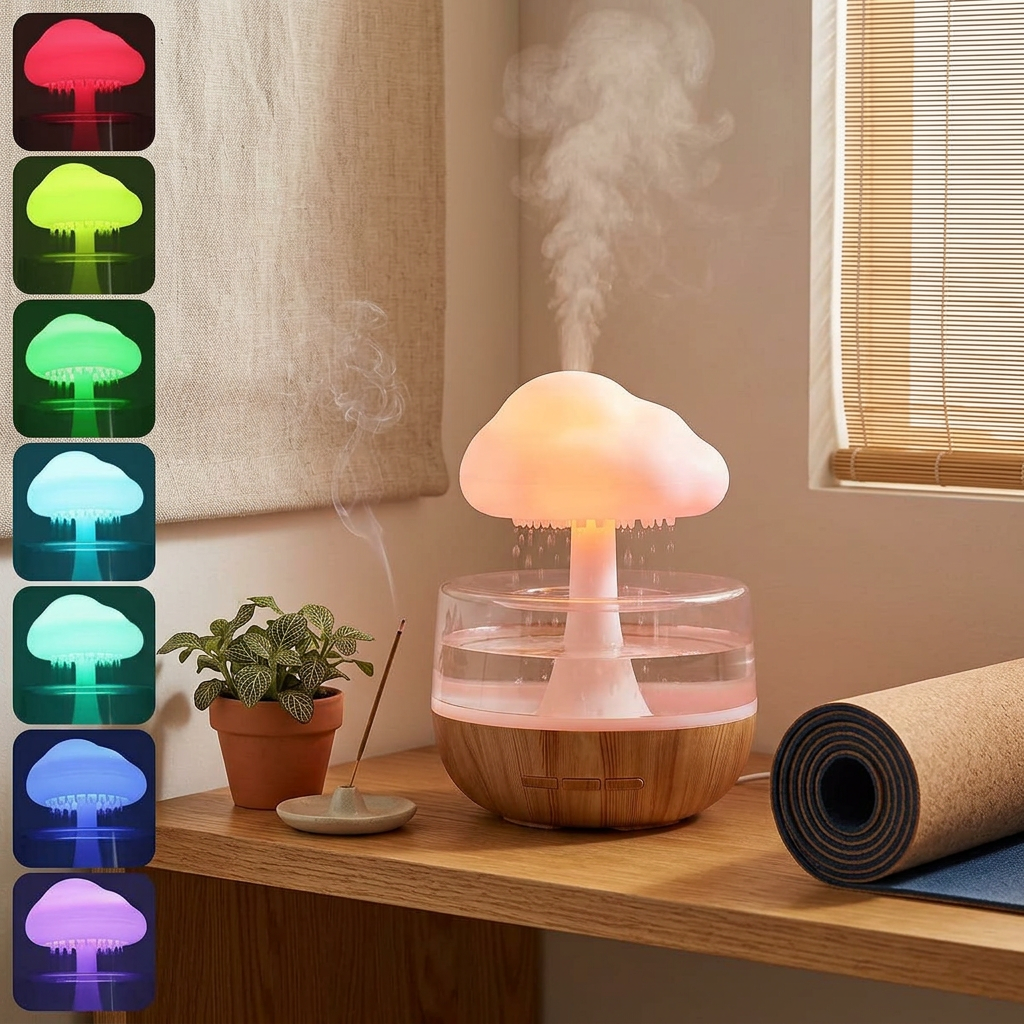 CloudDrop Humidifier | Raindrop Ambient Lamp — Aromatherapy Night Light