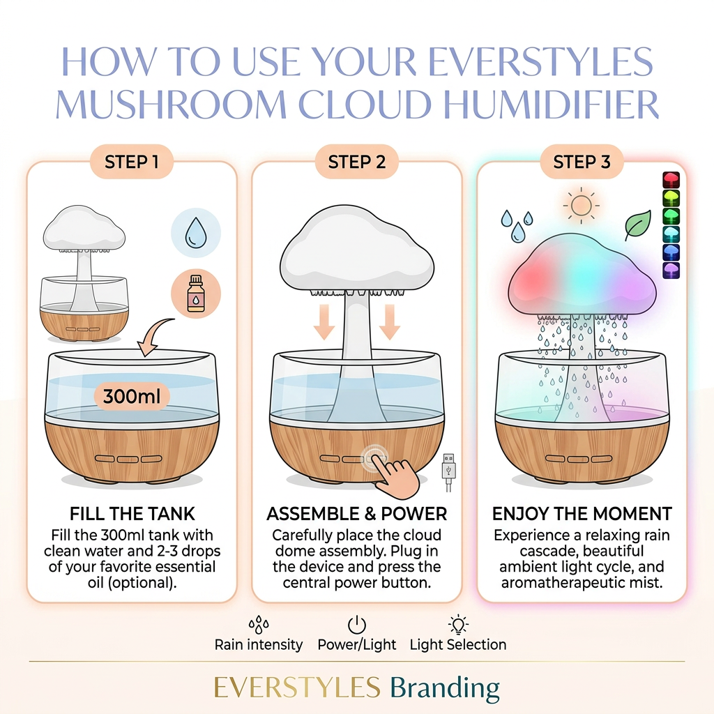 CloudDrop Humidifier | Raindrop Ambient Lamp — Aromatherapy Night Light