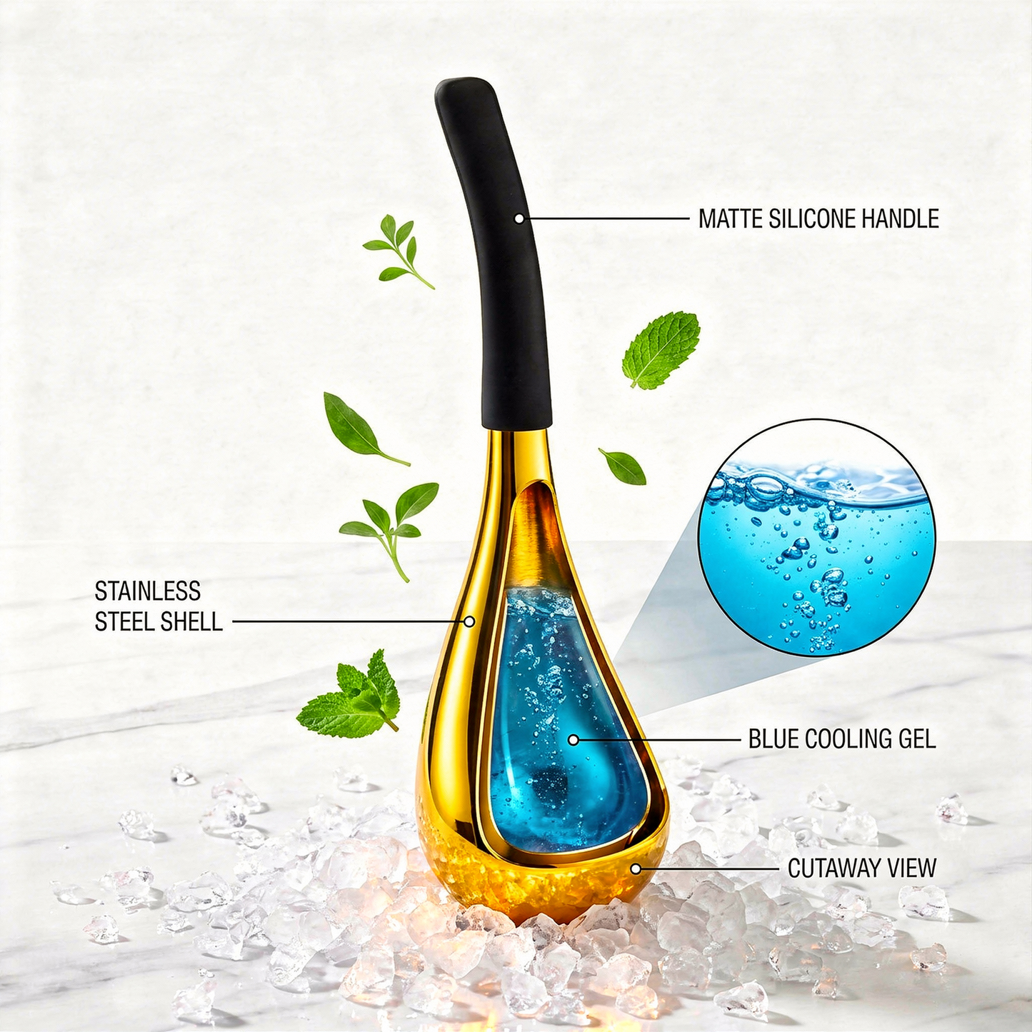 Gold Cryo Sticks — Stainless Steel Ice Facial Massager