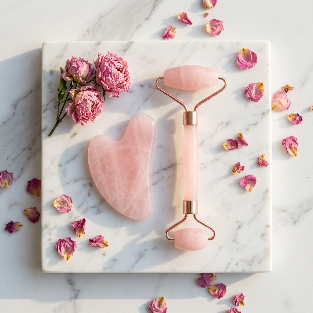 Sculpt & Glow Duo | Facial Roller + Gua Sha Board — Lymphatic Drainage Kit