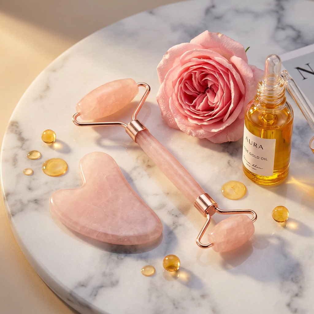 Sculpt & Glow Duo | Facial Roller + Gua Sha Board — Lymphatic Drainage Kit
