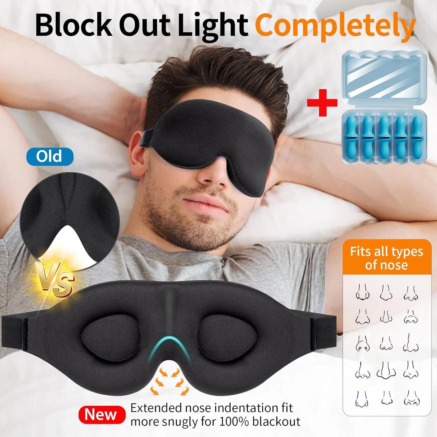 Sleep Mask for Back & Side Sleepers – Zero Pressure, Full Blackout Comfort