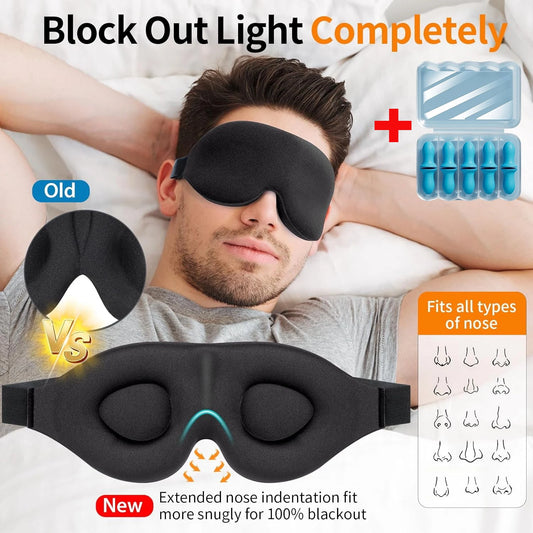 Sleep Mask for Back & Side Sleepers – Zero Pressure, Full Blackout Comfort