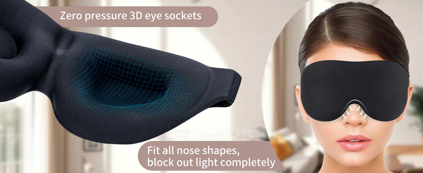 Sleep Mask for Back & Side Sleepers – Zero Pressure, Full Blackout Comfort