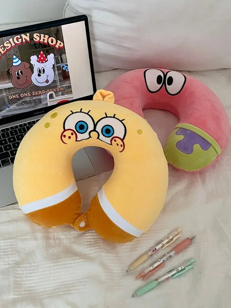 SpongeBobs 2 Colors Patrick Star Cosplay Comfortable Neck Pillows Memory Foam U-Shaped Pillow Soft Airplane Travel Pillow