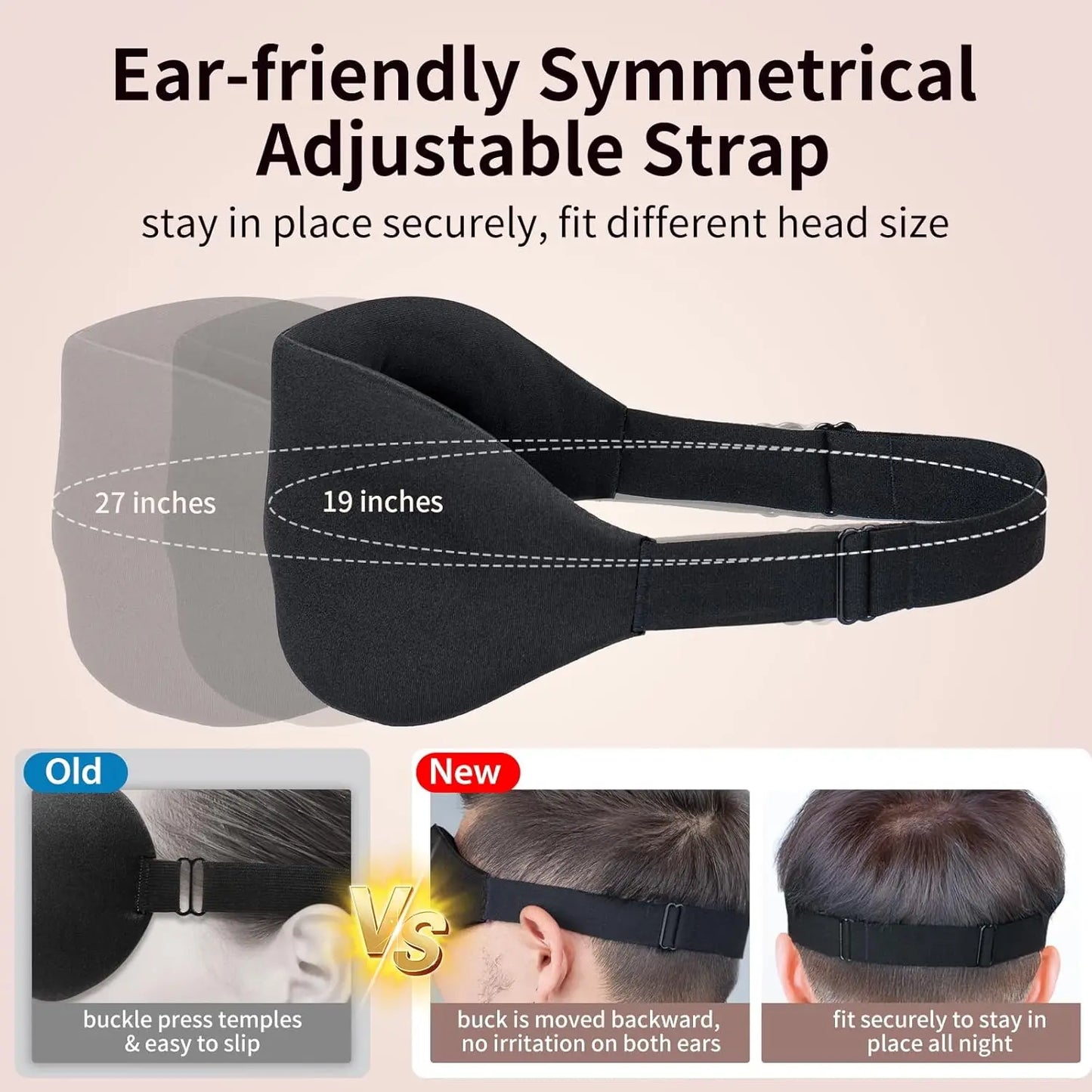 Sleep Mask for Back & Side Sleepers – Zero Pressure, Full Blackout Comfort