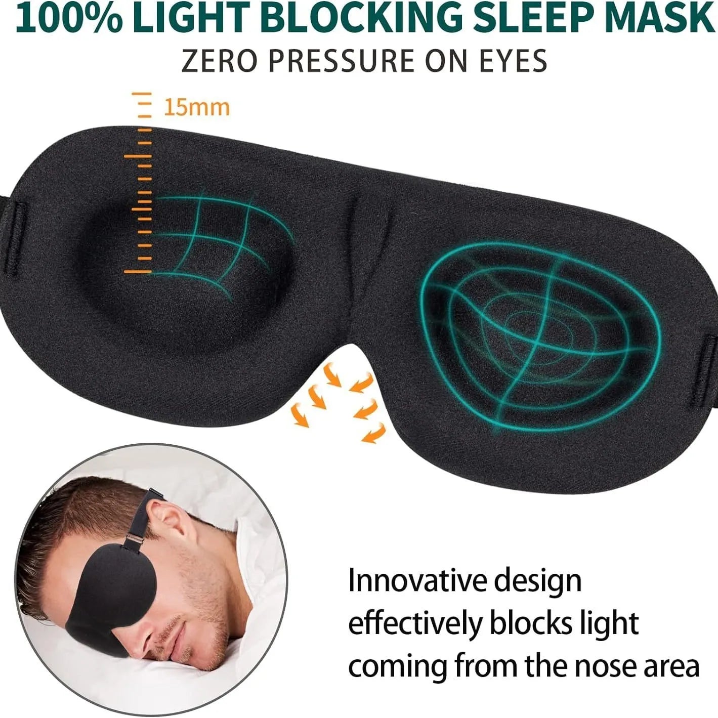 3D Sleeping Mask – Memory Foam Light-Blocking Eye Shade
