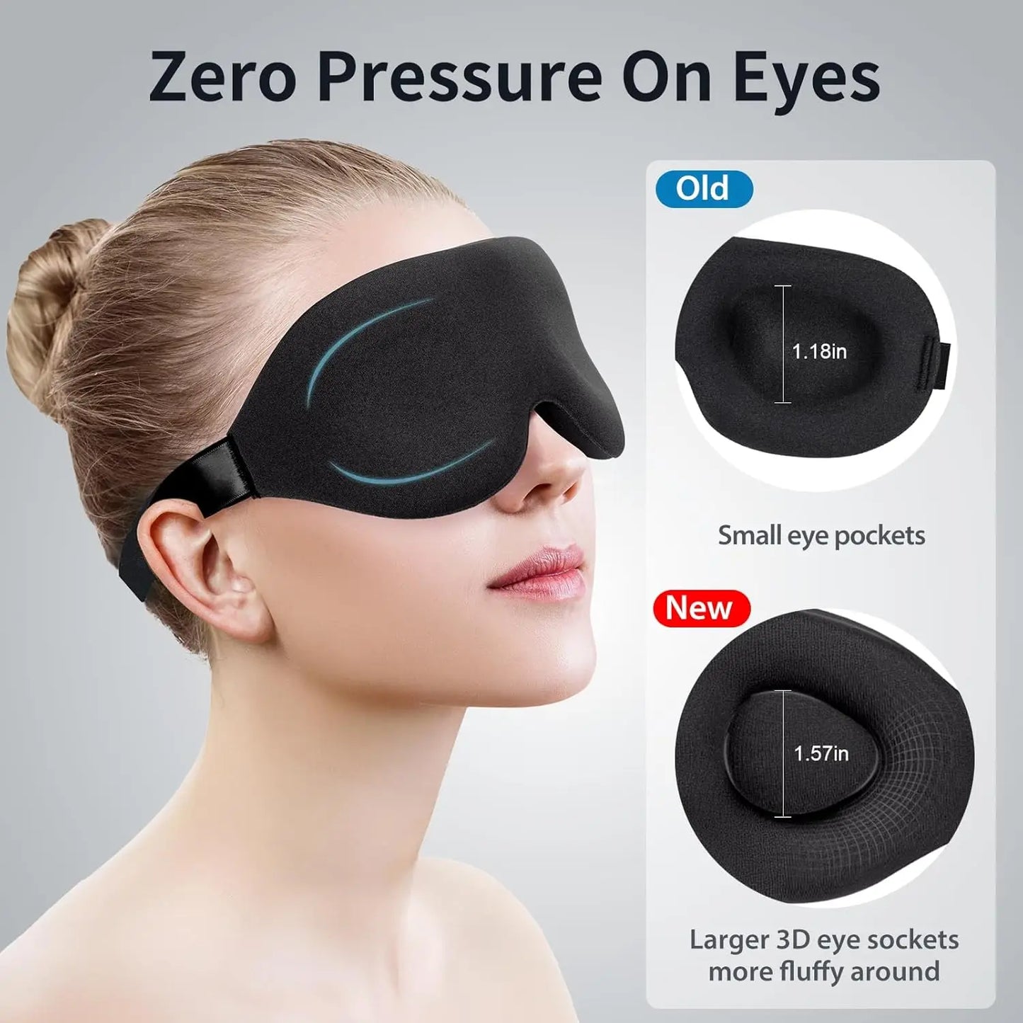 Sleep Mask for Back & Side Sleepers – Zero Pressure, Full Blackout Comfort