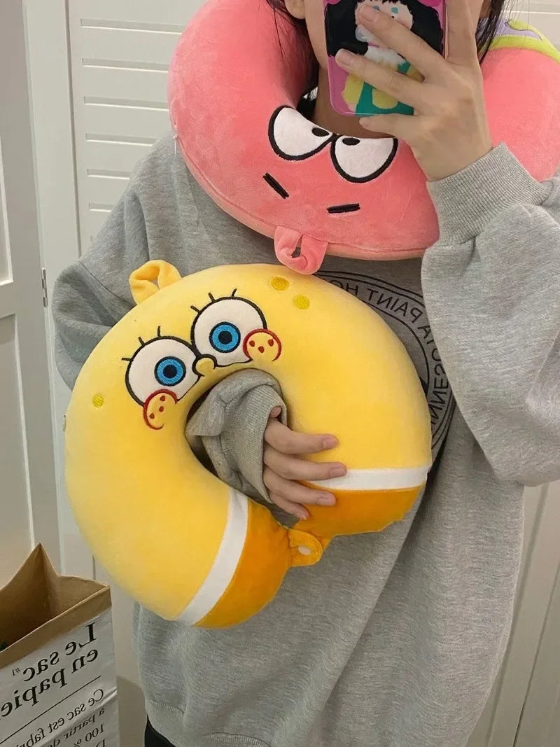 SpongeBobs 2 Colors Patrick Star Cosplay Comfortable Neck Pillows Memory Foam U-Shaped Pillow Soft Airplane Travel Pillow
