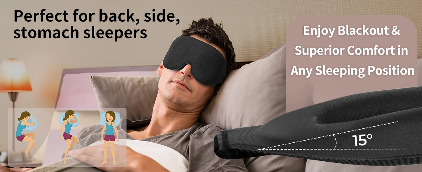 Sleep Mask for Back & Side Sleepers – Zero Pressure, Full Blackout Comfort