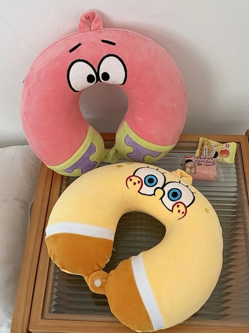 SpongeBobs 2 Colors Patrick Star Cosplay Comfortable Neck Pillows Memory Foam U-Shaped Pillow Soft Airplane Travel Pillow
