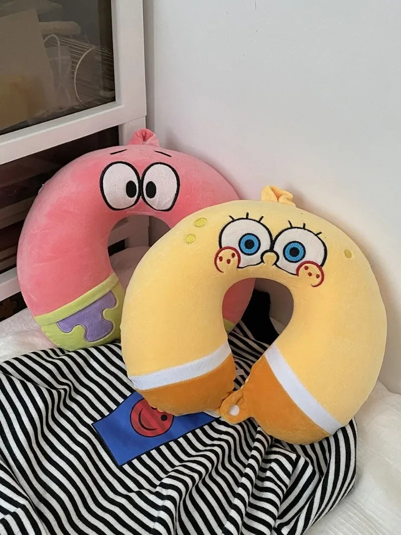 SpongeBobs 2 Colors Patrick Star Cosplay Comfortable Neck Pillows Memory Foam U-Shaped Pillow Soft Airplane Travel Pillow