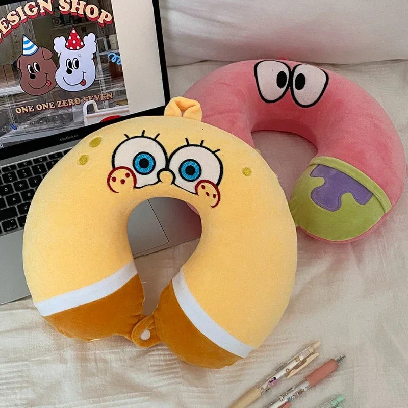 SpongeBobs 2 Colors Patrick Star Cosplay Comfortable Neck Pillows Memory Foam U-Shaped Pillow Soft Airplane Travel Pillow