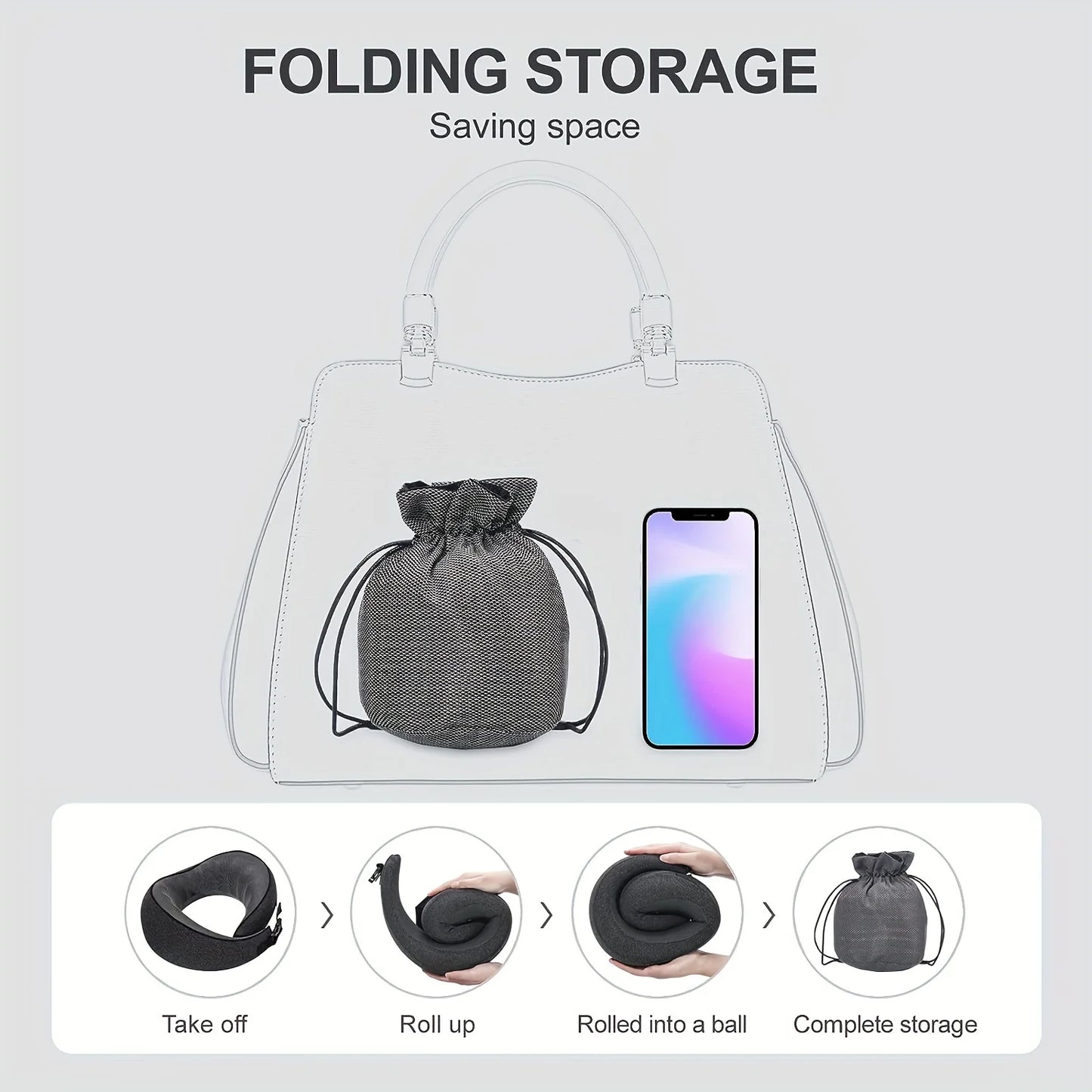 Pure Memory Foam Travel Neck Pillow – Ultra-Comfort Airplane Cushion with Breathable Washable Cover