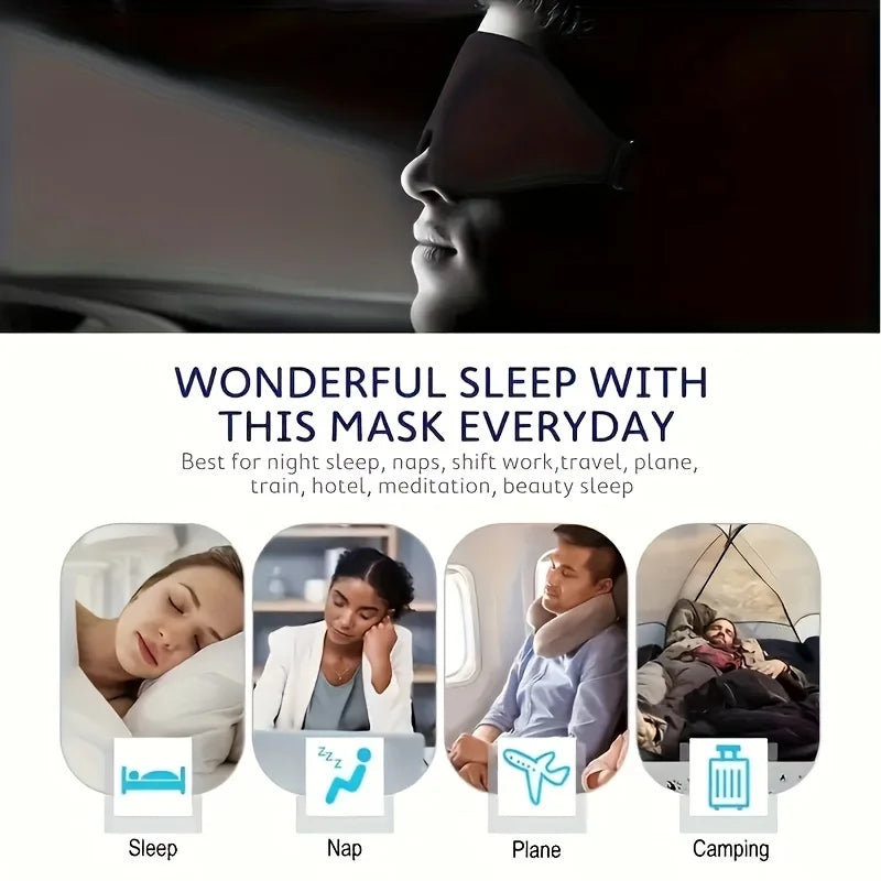3D Contour Sleep Mask – Memory Foam Light-Blocking Comfort