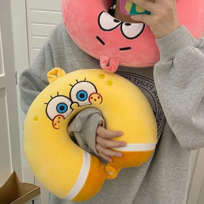SpongeBobs 2 Colors Patrick Star Cosplay Comfortable Neck Pillows Memory Foam U-Shaped Pillow Soft Airplane Travel Pillow