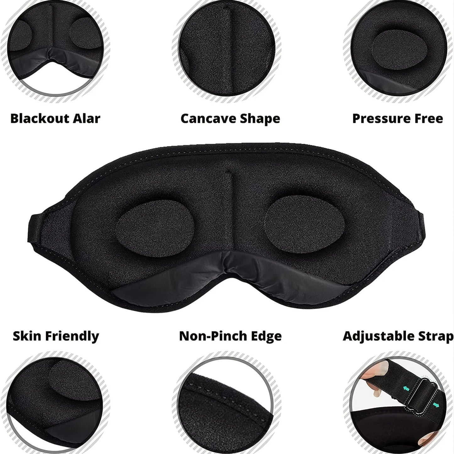 3D Contour Sleep Mask – Memory Foam Light-Blocking Comfort