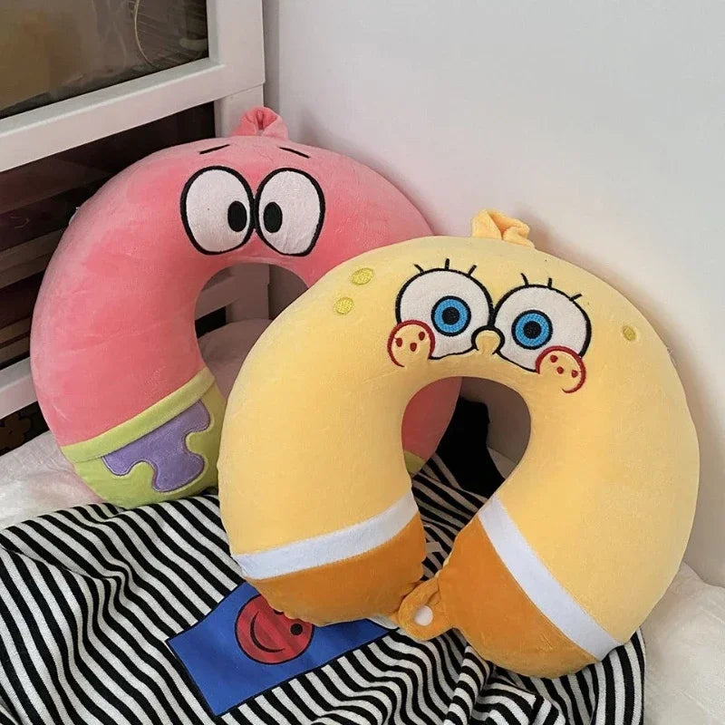 SpongeBobs 2 Colors Patrick Star Cosplay Comfortable Neck Pillows Memory Foam U-Shaped Pillow Soft Airplane Travel Pillow