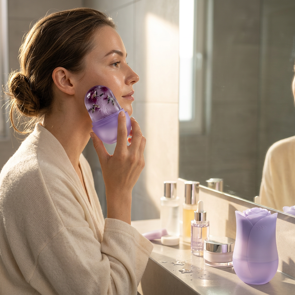 Ice Glow Facial Roller | Silicone Ice Mold for Face & Eyes — Leak-Proof