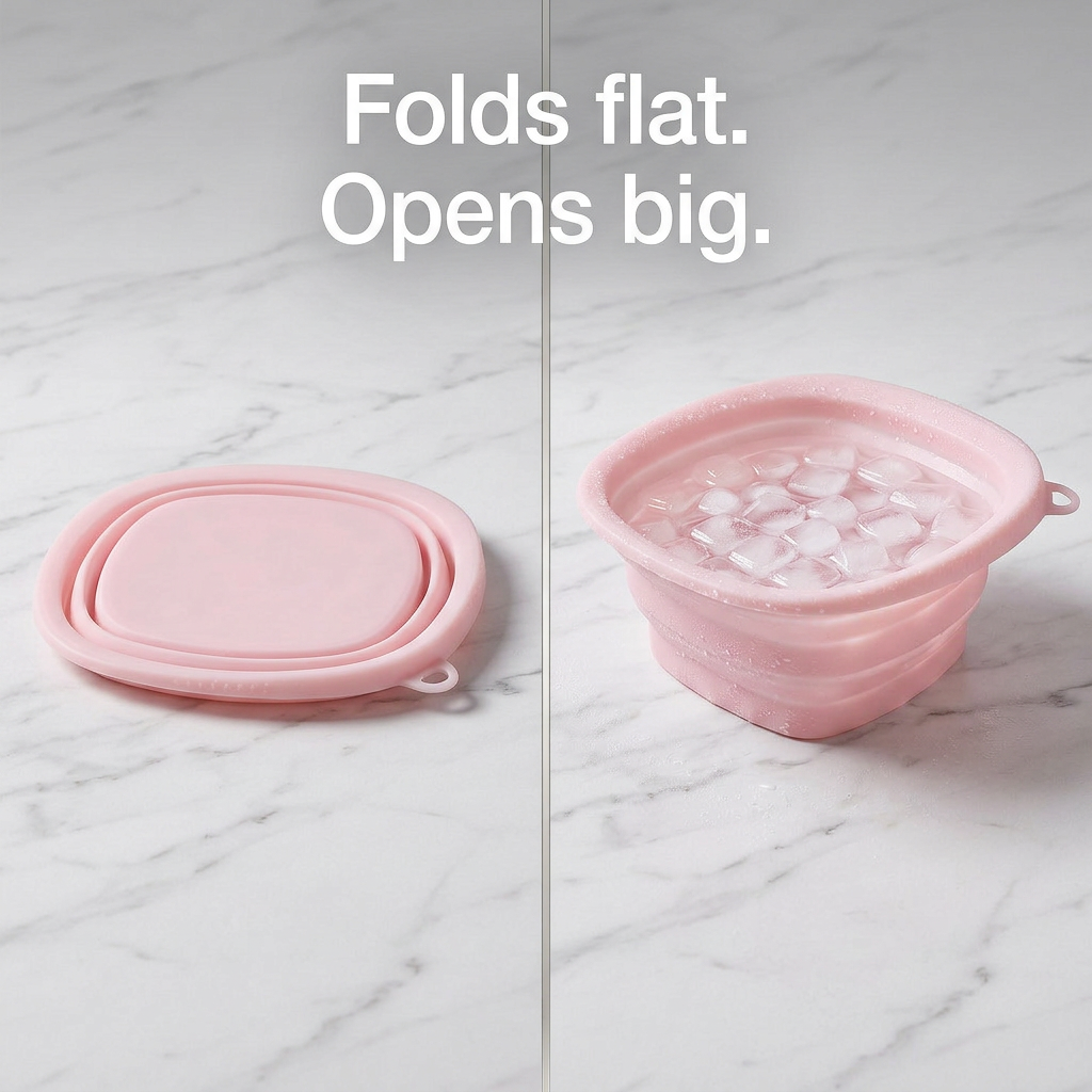 Ice Facial Bowl | Collapsible Silicone Cryo Bath — 60-Second Glow